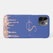 Girly Rose Goud Glitter Drips, Monogram Case-Mate iPhone Case (Achterkant (horizontaal))