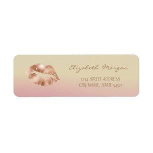 Girly Rose Goud Lippen Ombre Adreslabel Etiket