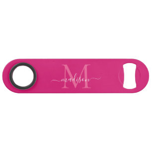 Girly rose Magenta Blanc Monogramme Élégant Script