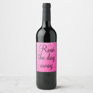 Girly Rosé overdag opgeruimde roze glitter Sparkle Wijn Etiket