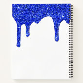 Girly Royal Blue Sparkle Glitter Driemonogram Notitieboek (Achterkant)