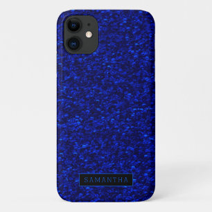 Girly Royal Blue Sparkle Sequins Monogram iPhone 11 Hoesje