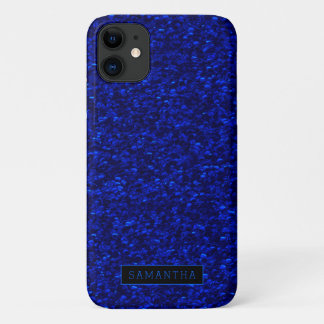 Girly Royal Blue Sparkle Sequins Monogram iPhone 11 Hoesje