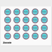 Girly Roze/Blauwgroen Luipaard Gepersonaliseerde S Ronde Sticker (Vel)