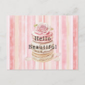 Girly Roze Blush Witte Strepen Macarons Briefkaart (Voorkant)