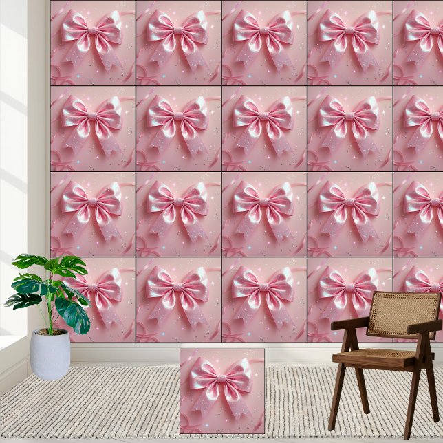 Girly Roze Bow Glitter Coquette Esthetische Sparkl Behang (Creator heeft geüpload)
