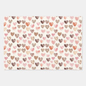 Girly Roze Bruin Luipaard Print Harten Verjaardag Inpakpapier Vel (Voorkant 3)