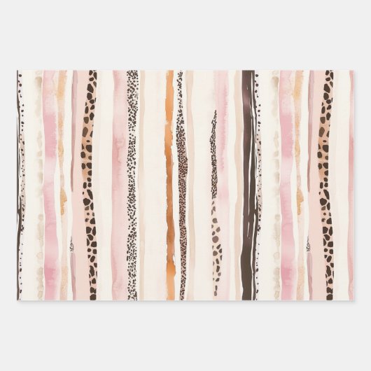 Girly Roze Bruin Luipaard Print Harten Verjaardag Inpakpapier Vel (Voorkant)