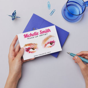 Girly Roze Bruine Waterverf Oog Make-up Artiest Briefkaart