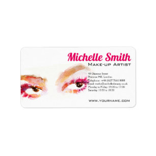 Girly Roze Bruine Waterverf Oog Make-up Artiest Etiket