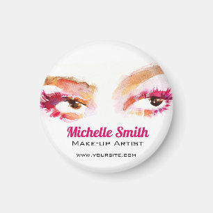 Girly Roze Bruine Waterverf Oog Make-up Artiest Magneet