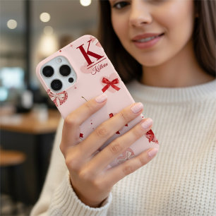 Girly Roze Coquette Harten en Strikken Persoonlijk iPhone 16 Pro Max Hoesje