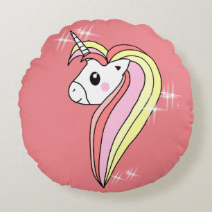 Girly Roze Eenhoorn met Sparkles Rond Kussen