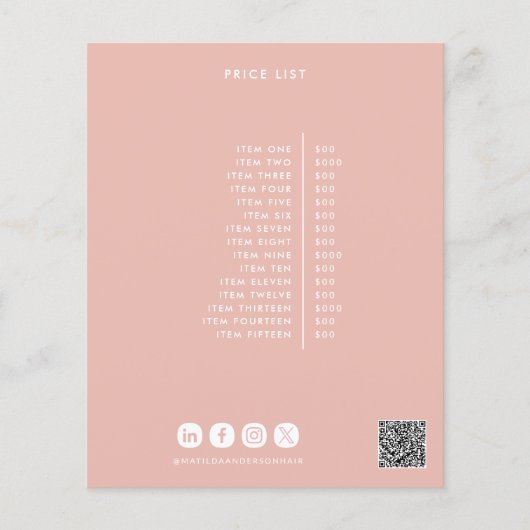 Girly roze elegante moderne girly prijs QR code Flyer (Voorkant)