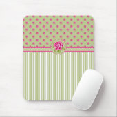 Girly Roze en Groen Bloemen Mousepad Muismat (Met muis)