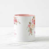 Girly Roze en Koraal Rozen Naam Monogram Mok (Midden)