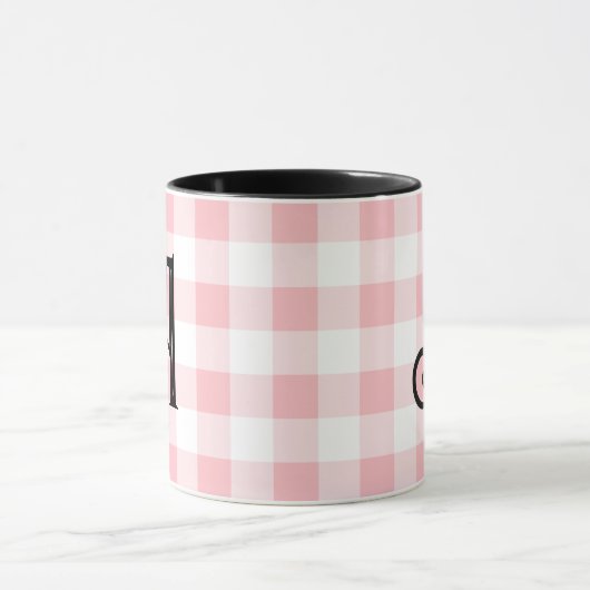 Girly Roze en Zwart Custom Monogram Mok (Midden)