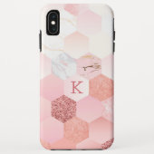 Girly roze faux marmer geometrisch patroon Case-Mate iPhone case (Achterkant)