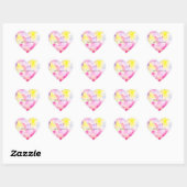 Girly roze geel Paarse stropdas kleurstof Hart Sticker (Vel)