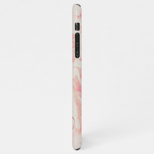 Girly roze gemarmerd mooi marmer aangepaste naam iPhone hoesje (Linkerkant)