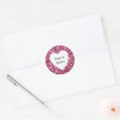 Girly roze glitter harten knuffels ronde sticker (Envelop)