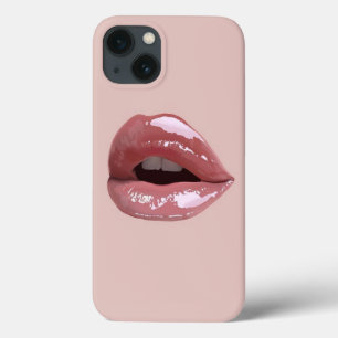 Girly roze glitter lippen iPhone 13 hoesje