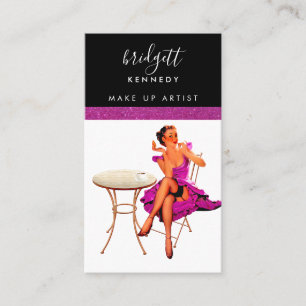 Girly Roze Glitter Make-up Artiest Haarsalon Visitekaartje