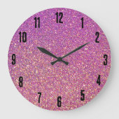 Girly roze glitter patroon grote klok (Voorkant)