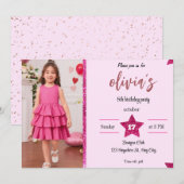 girly roze glitter schattig kaart (Voorkant / Achterkant)