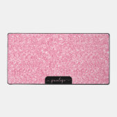 Girly roze glitter textuur en sparkles, monogram bureaumat (Voorkant)