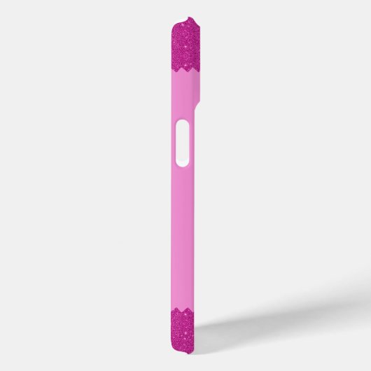 Girly roze glitter zigzag, monogram Case-Mate iPhone case (Achterkant / Rechts)