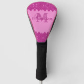 Girly roze glitter zigzag, monogram golfheadcover (Voorkant)