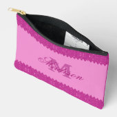 Girly roze glitter zigzag, monogram, op maat etui (Open)