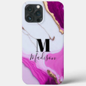Girly roze goud druppelt witte marmer Case-Mate iPhone case (Achterkant)