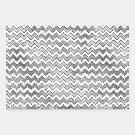 Girly Roze Goud Zilver Wit Zigzag Stripes Inpakpapier Vel (Voorkant 3)