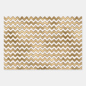 Girly Roze Goud Zilver Wit Zigzag Stripes Inpakpapier Vel (Voorkant 2)