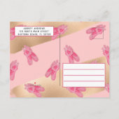 Girly Roze Gouden Ballerina Brushstrokes Verjaarda Uitnodiging Briefkaart (Achterkant)