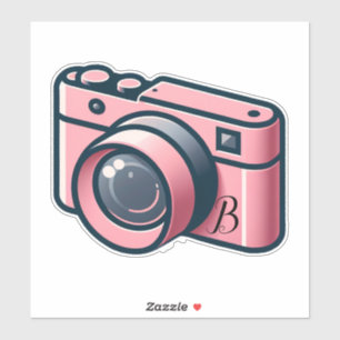 Girly Roze & Grijs Camera Fotografie Gepersonalise Sticker
