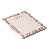 Girly Roze Hand-geïllustreerde Elegante Aardbei Notitieblok (Schuin)