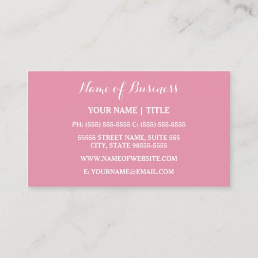 Girly Roze Hart Appel Met Boog Dieet En Voeding Visitekaartje (Achterkant)