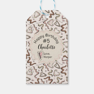 Girly Roze Insecten Hart Worm-ing Wensen Verjaarda Cadeaulabel