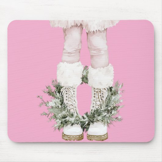 Girly roze laarzen benen muismat (Voorkant)