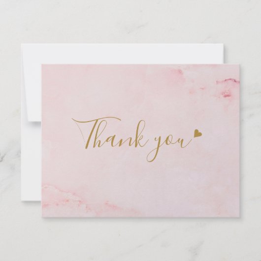 Girly Roze Marmeren Script Business Dank u Kaart (Voorkant)