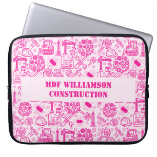 girly roze moderne Architectural Blueprint Enginee Laptop Sleeve