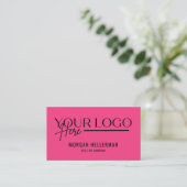 Girly Roze Moderne Minimalistische Logo QR Code Visitekaartje (Staand voorkant)