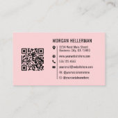 Girly Roze Moderne Minimalistische Logo QR Code Visitekaartje (Achterkant)