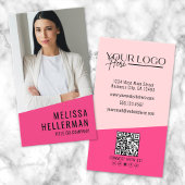 Girly Roze Moderne Minimalistische Logo QR Code Visitekaartje