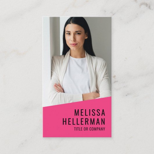 Girly Roze Moderne Minimalistische Logo QR Code Visitekaartje (Voorkant)