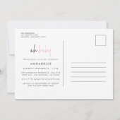 Girly roze moderne typografie hedendaags chic kaart (Achterkant)