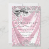 Girly Roze Parel Satijn Roze Grijs Verjaardagsfees Kaart (Voorkant)